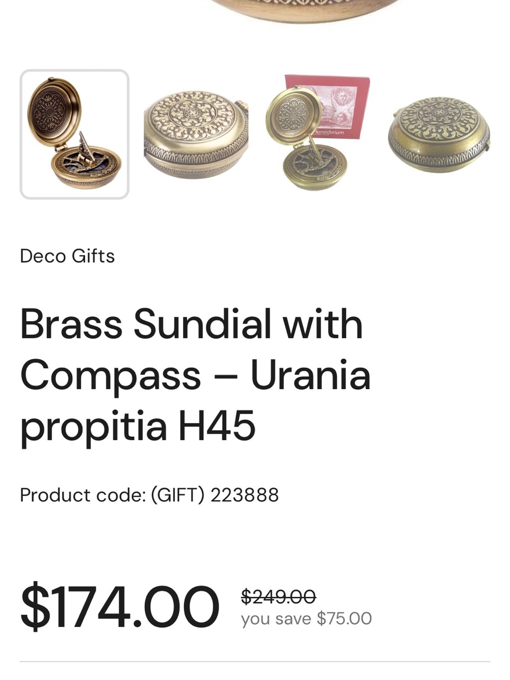 Brass Sundial with Compass - Brass